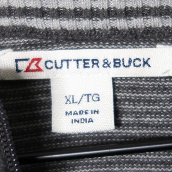 Cutter & Buck Mens Pullover Sweater Size XL Gray Half Zip Cotton - Picture 3 of 11